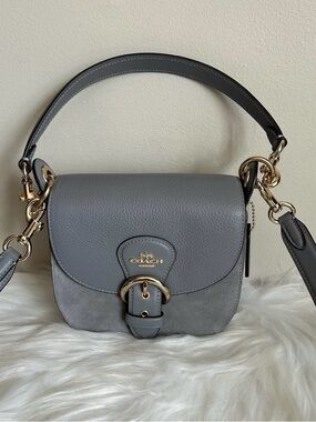 COACH Kleo 17 Gray Leather & Suede Shoulder Bag